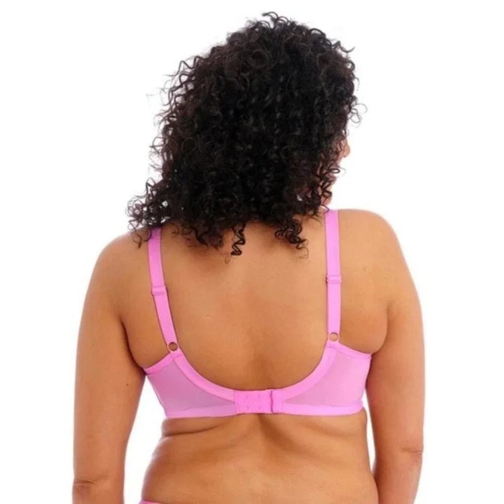Elomi Brianna Plunge Bra 40H US 40FF Pink Strappy Lace Underwire EL8080VEK NEW